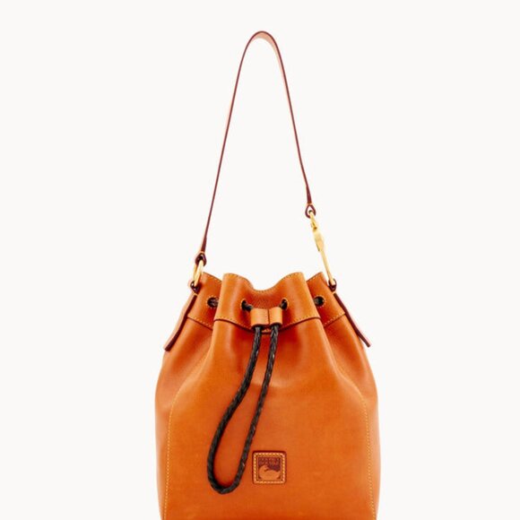 Dooney & Bourke Florentine Hattie Drawstring Italian Leather Boho Bag in Natural - Picture 2 of 14